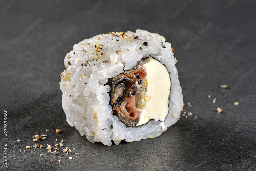 Poster sushi isolated on slate background