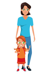 Family single mother with kid