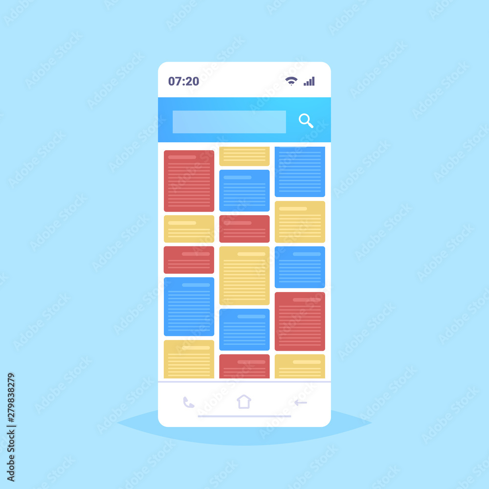 Poster smartphone screen with colorful notes mobile application