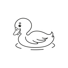 Cute duckling icon coloring page. Vector Illustration.