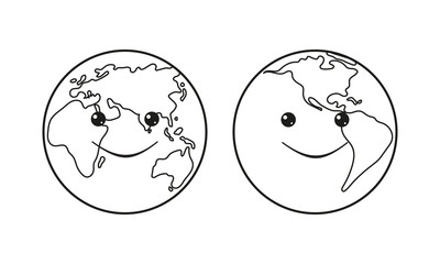 Earth map smiling. Vector illustration.