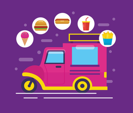food trucks flat design image