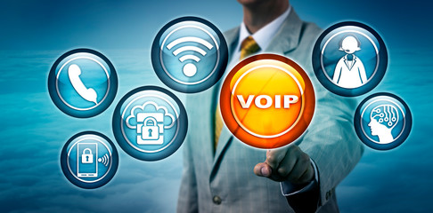Unrecognizable Consultant Highlighting VOIP App