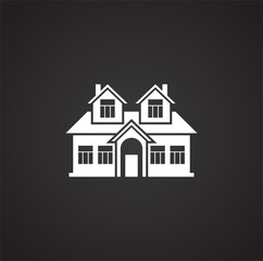 Real estate icon on background for graphic and web design. Simple illustration. Internet concept symbol for website button or mobile app.
