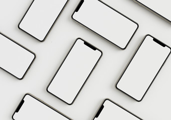 3d render illustration hand holding the white smartphone with full screen and modern frame less design - isolated on white background 