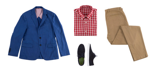Flat lay of a formal men's clothes. Smart look