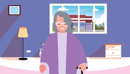 cute grandma in the living room home