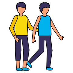 two men standing characters white background