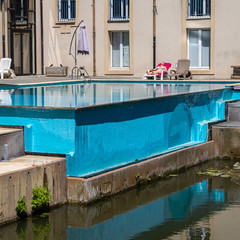 outdoor swimming pool in the city center of Metz, Lorraine