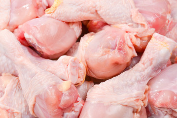 Tasty raw chicken legs. Top view.