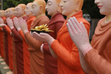 Buddhist friar / monk/ bhikkhu, portraits faces, praying buddah, Sri Lanka temple, Asia