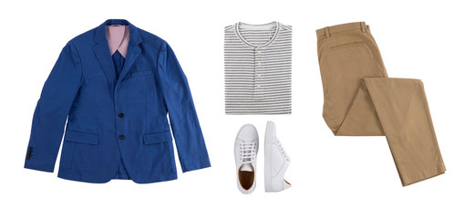Men's set of clothing for travel and evening events