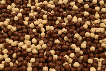 Chocolate corn flakes  as a background.