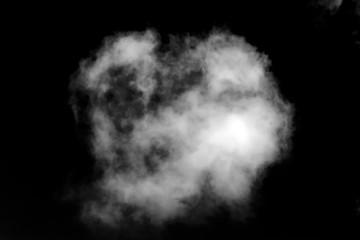 Cloud isolated on a black background for making texture brushes monochrome image