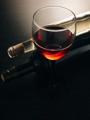 wine glasse and bottles