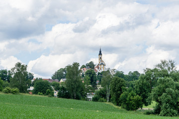 Fototapeta na wymiar church on the hill in pleystein bavaria german6