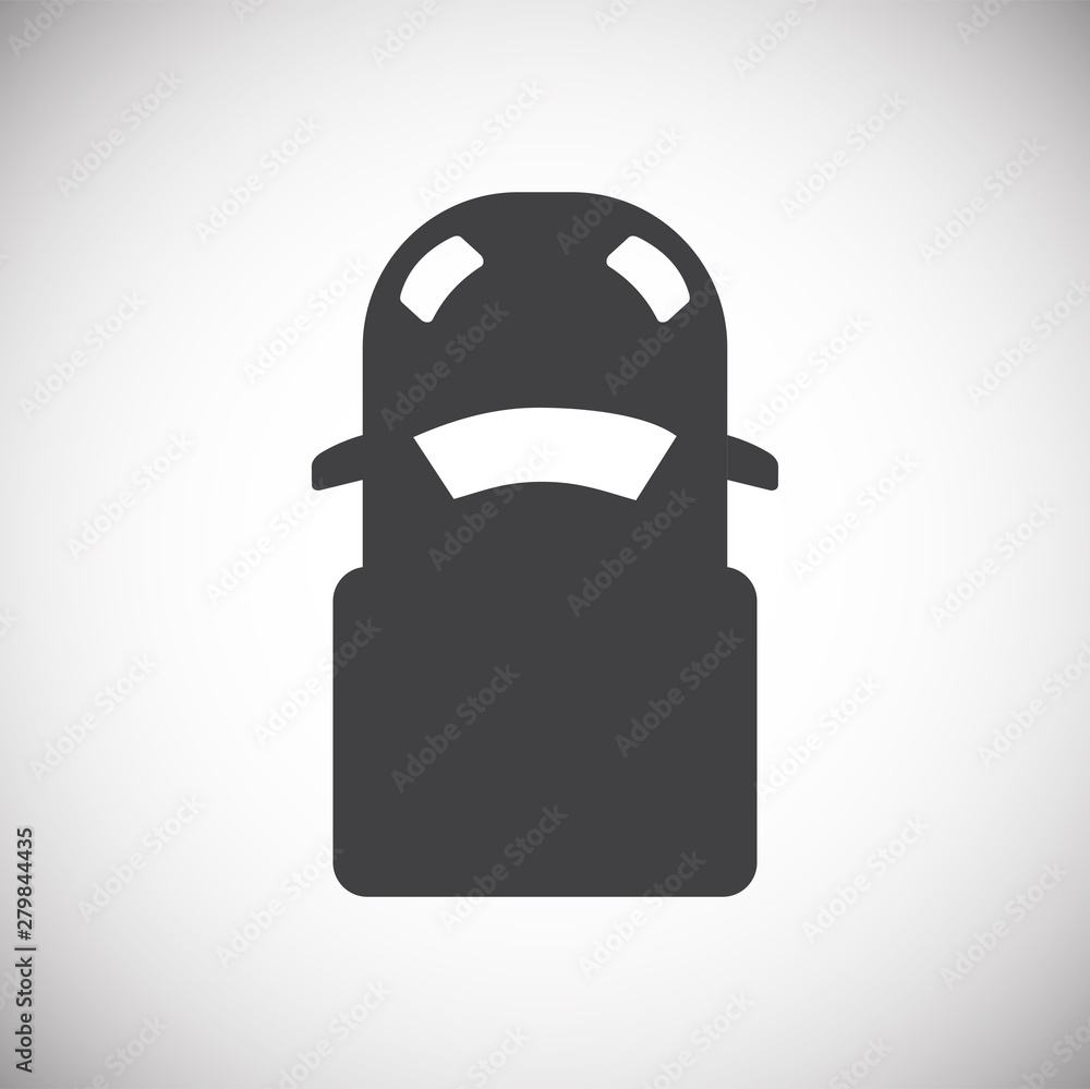 Poster car top view icon on background for graphic and web design. simple illustration. internet concept sy
