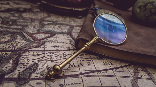 Magnifying Glass On World Map