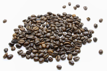 Coffee beans on white background