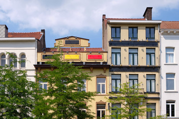 Fototapeta na wymiar Old classic buildings facade in Brussels