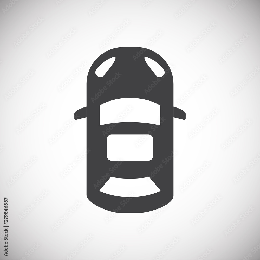 Poster car top view icon on background for graphic and web design. simple illustration. internet concept sy