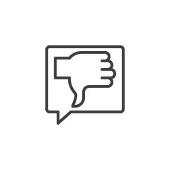 Negative feedback line icon. linear style sign for mobile concept and web design. Thumbs Down, dislike chat message outline vector icon. Symbol, logo illustration. Vector graphics