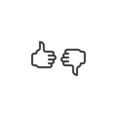 Fototapeta premium Like and dislike line icon. Thumb up and thumb down linear style sign for mobile concept and web design. Feedback outline vector icon. Symbol, logo illustration. Vector graphics