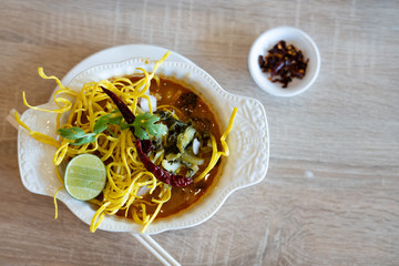 Khao Soi Recipe, Northern Style Curried Noodle Soup with Chicken, Thai food