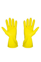 yellow gloves isolated on white background
