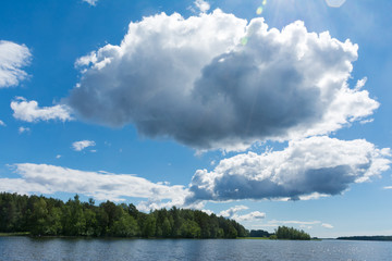 clouds hanging over lake Onega