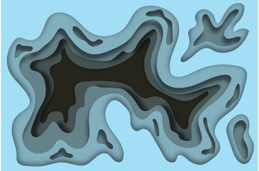 gradient wallpaper with a beautiful layer-by-layer effect in the style of paper cutting. 3D illustration in two colors brown and light blue will decorate a poster, banner, flyer, advertisement