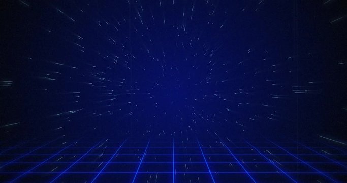 White particle coming from the background above squared floor 4k