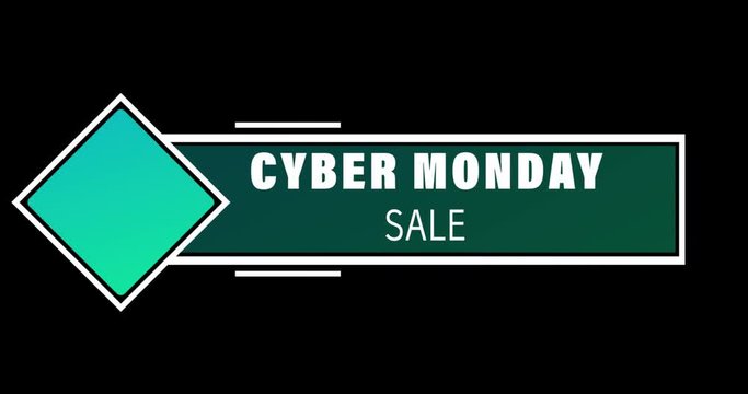 White and green Cyber Monday Sale text appearing against black screen 4k