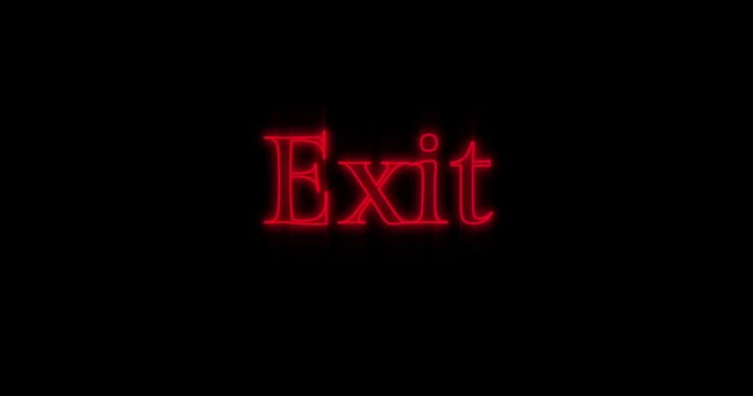 Emerging red Exit neon billboard 4k