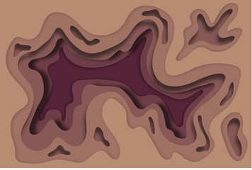 gradient wallpaper with a beautiful layer-by-layer effect in the style of paper cutting. 3D illustration in two colors dark and light brown will decorate a poster, banner, flyer, advertisement