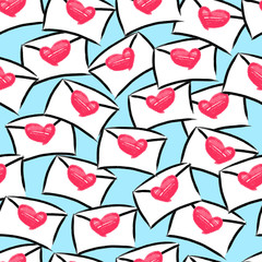 love letters vector seamless pattern