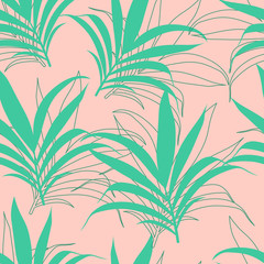 vector seamless pattern tropical green leaves