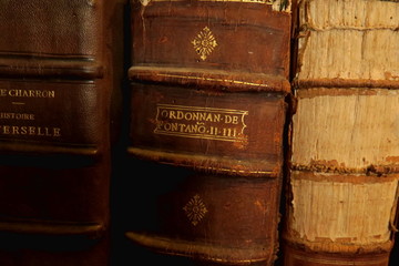 Ancient books in a library