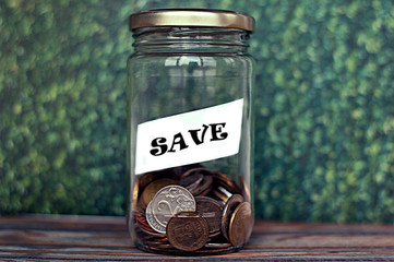 money in the glass with filter effect retro vintage style