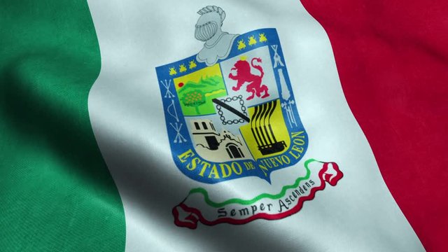 Flag of the Mexico State of Nuevo Leon Seamless Looping Waving Animation