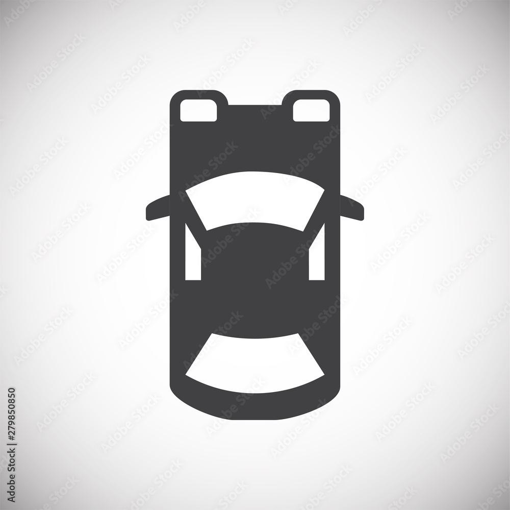 Poster car top view icon on background for graphic and web design. simple illustration. internet concept sy