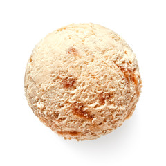Single caramel ice cream ball or scoop