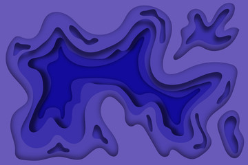 gradient wallpaper with a beautiful layer-by-layer effect in the style of paper cutting. 3D illustration in two colors dark and light blue will decorate a poster, banner, flyer, advertisement