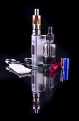 E-cigarette or vaping device isolated on black background