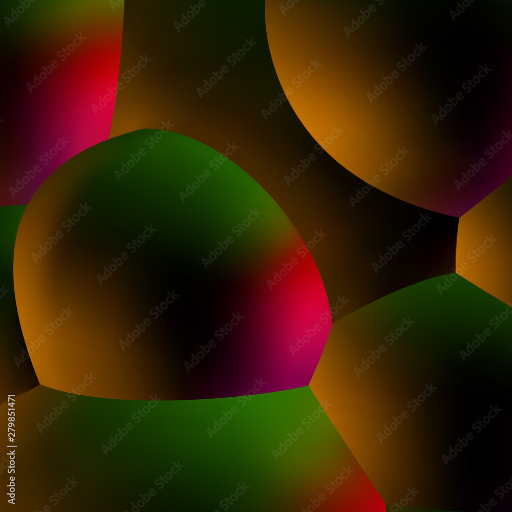 Poster Abstract background with neon glowing dark balls or foam in 80s synthwave style