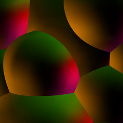 Abstract background with neon glowing dark balls or foam in 80s synthwave style