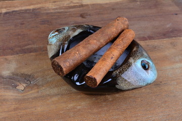 Cigars on ashtray