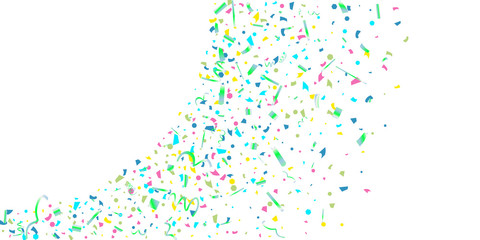 Colorful confetti on white background.