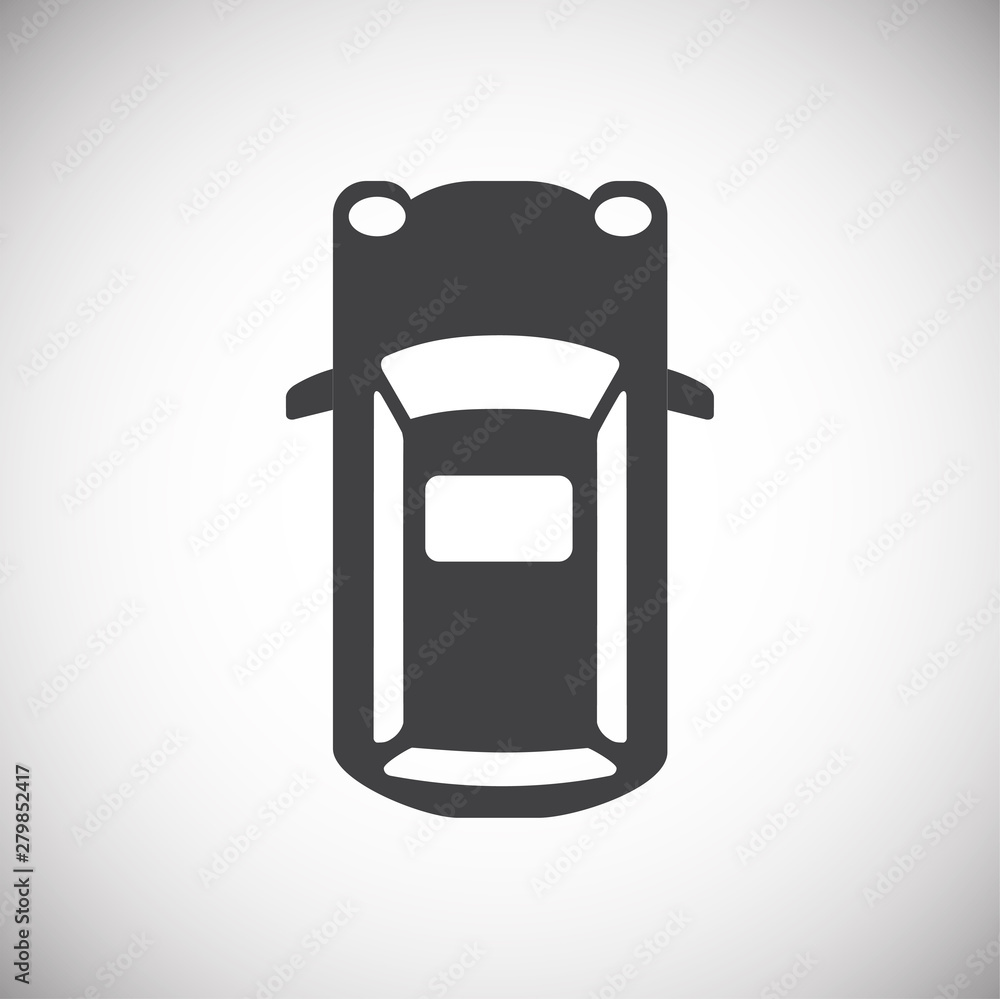 Poster car top view icon on background for graphic and web design. simple illustration. internet concept sy