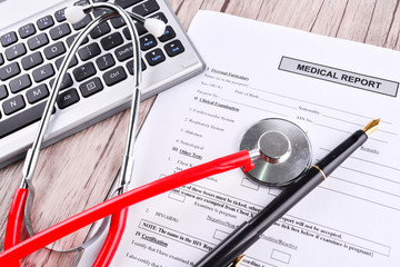 Medical Report with Shethoscope. Medical and Healhcare Concept